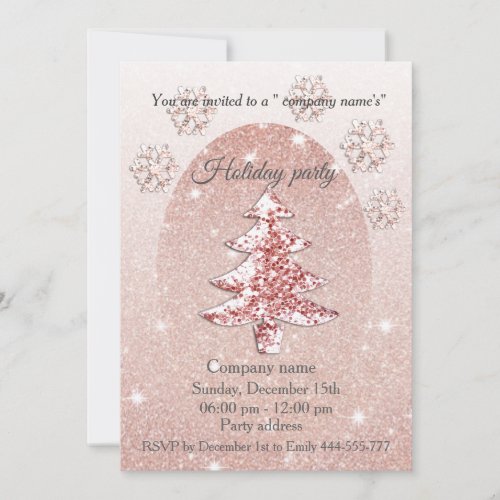 Rose gold sequins corporate Christmas party Invitation