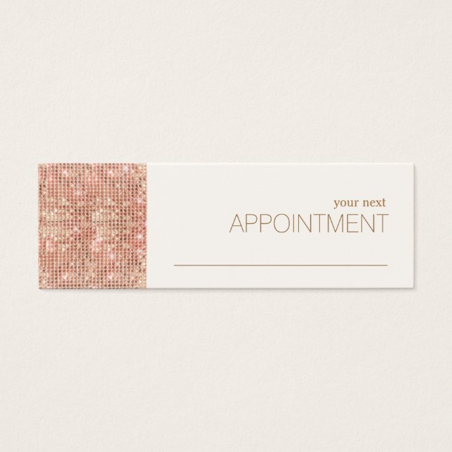 Rose Gold Sequins Hair Salon Appointment Reminder (Front)