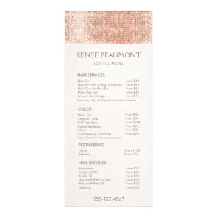 Rose Gold Sequins Salon Price List Menu