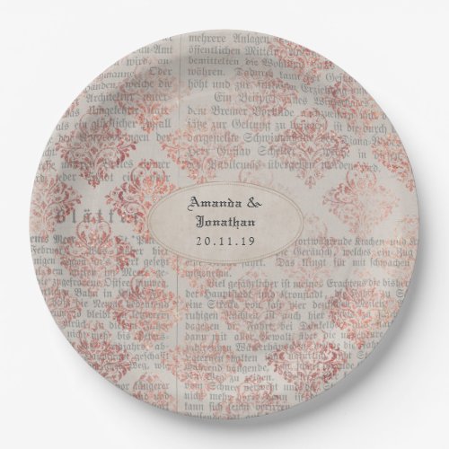 Rose Gold Shabby_Chic Wedding Paper Plates