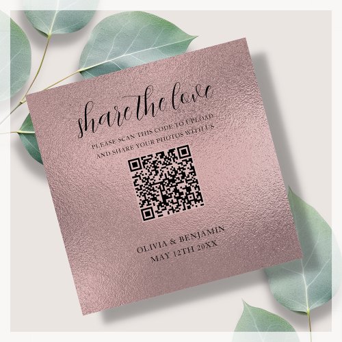 Rose Gold  Share The Love QR Code Enclosure Card