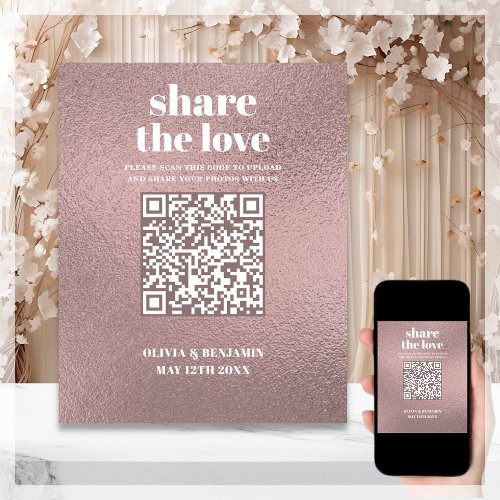 Rose Gold  Share The Love QR Code Poster