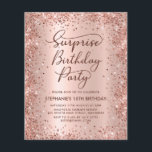 Rose Gold Shhh Surprise Sweet 16 Birthday Invite<br><div class="desc">Budget Shhh... it's a Surprise Modern Rose Gold glitter metallic Sweet 16 (OR ANY AGE) birthday party invitations. This pretty girly Sweet Sixteen card design features stylish handwritten calligraphy or typography font script, blush pink or faux rose gold brushed metallic foil background with loose glam sparkle glitter frame around. Perfect...</div>