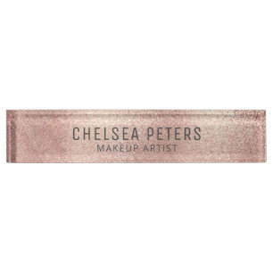 Rose Gold Shimmer Feminine Desk Name Plate