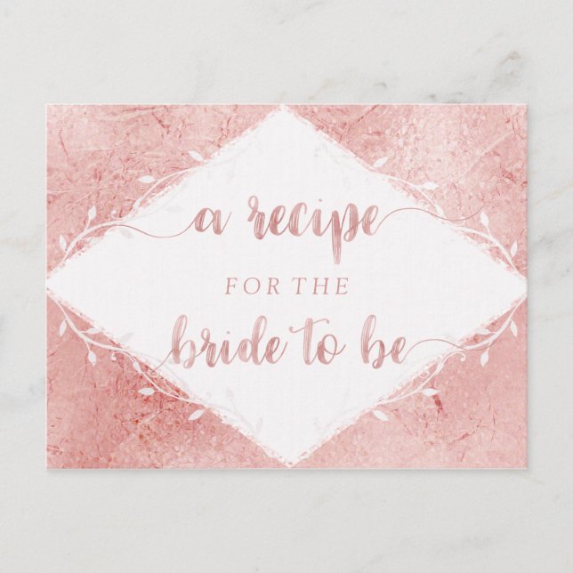 Rose Gold Shimmer Foil Bridal Shower Recipe Card (Front)