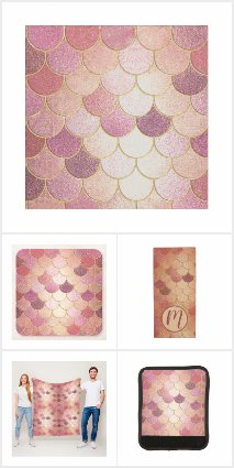 Rose Gold Shimmer Mermaid Scale Pattern