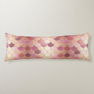 Rose Gold Shimmer Mermaid Scale Pattern Body Pillow