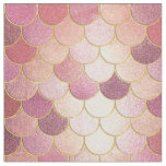 Rose Gold Shimmer Mermaid Scale Pattern Fabric