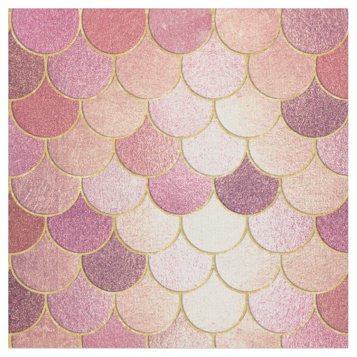 Rose Gold Shimmer Mermaid Scale Pattern Fabric