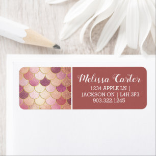Rose Gold Shimmer Mermaid Scale Pattern Label