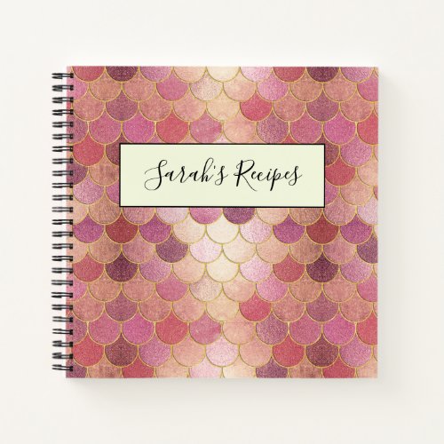 Rose Gold Shimmer Mermaid Scale Pattern Notebook