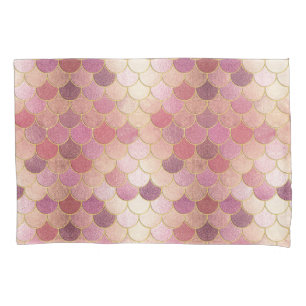 Rose Gold Shimmer Mermaid Scale Pattern Pillow Case