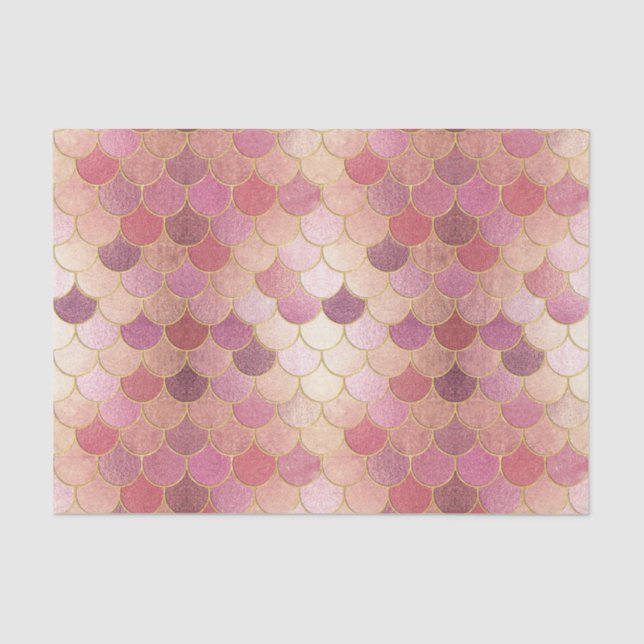 Rose Gold Shimmer Mermaid Scale Pattern Tissue Paper (Front)