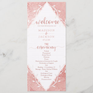 Rose Gold Shimmer Metallic Foil Wedding Program
