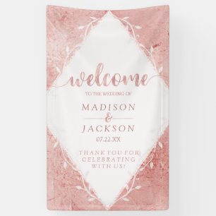 Rose Gold Shimmer Metallic Foil Wedding Welcome Banner