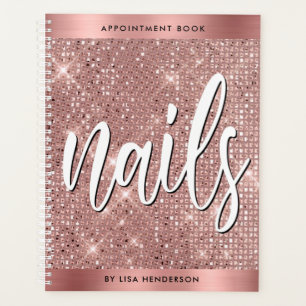 Rose Gold Shimmer Nails Appointment Book Planner