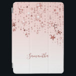 Rose gold shining stars ombre girly iPad air cover<br><div class="desc">An elegant,  girly and glam case. Rose gold shining stars.  A light,  soft rose gold,  white gradient background. Insert your name,  written with a modern hand lettered style script. Rose gold colored letters.</div>