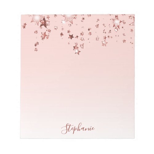 Rose gold shiny stars copper ombre girly pastel notepad