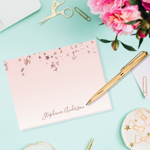 Rose gold shiny stars copper ombre white pastel post_it notes