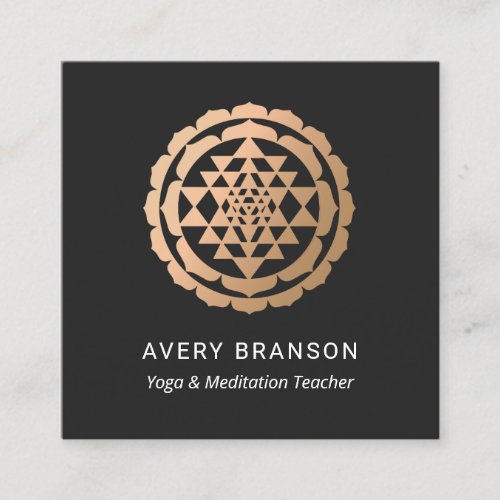 Rose Gold Shri Yantra Meditation Teacher Square Business Card