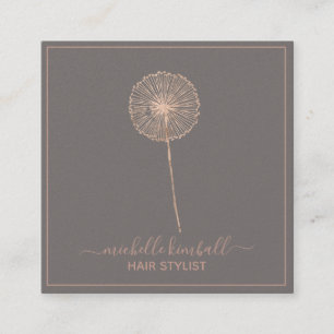 Rose Gold Signature Dandelion Square Business Card