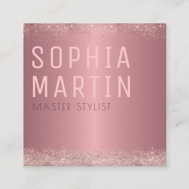 Rose Gold Signature Elegance The Sophisticate Square Business Card (Front)