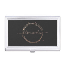 Rose Gold Signature | Logo Personalized Business Card Case