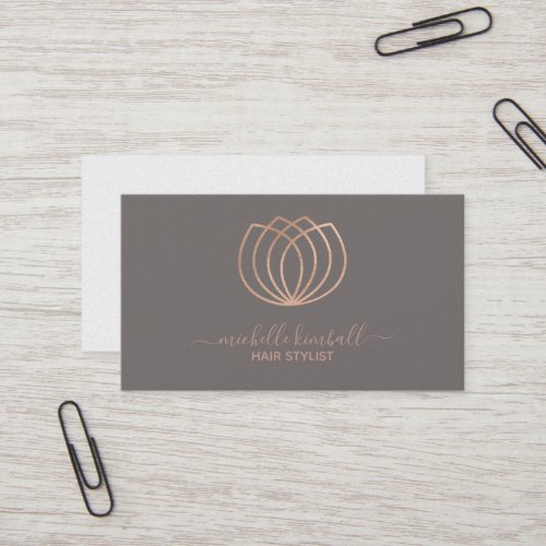 Rose Gold Signature Lotus Flower Business Card