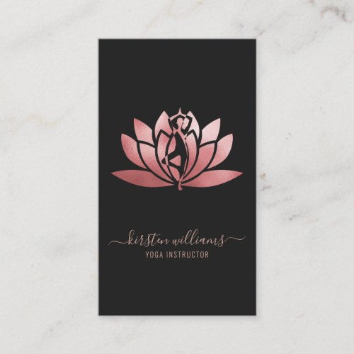 Rose Gold Signature Lotus Flower Yoga Pose Business Card