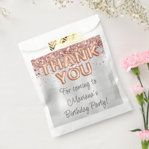 Rose Gold Silver Birthday Party Favor Bag