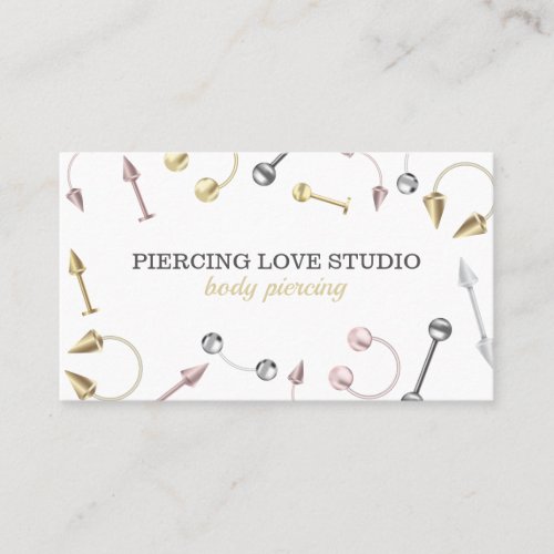 Rose Gold Silver Body Jewelry Piercings Business Card