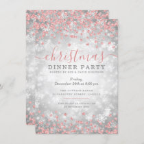 Rose Gold & Silver Christmas Glitter Winter Wonder Invitation