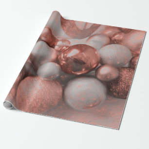 Rose Gold Silver Christmas Holiday Ornaments Wrapping Paper