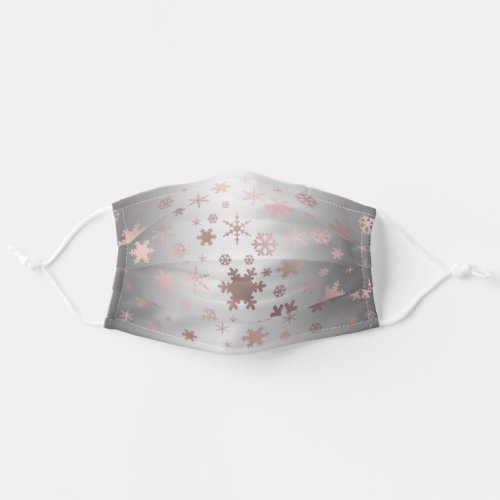Rose Gold  Silver Christmas Snowflake Pattern Adult Cloth Face Mask