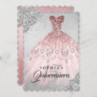 Rose Gold Silver Diamond Sparkle Gown Quinceanera