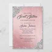 Rose Gold Silver Diamond Sparkle Gown Sweet 16 Invitation (Back)
