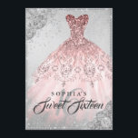 Rose Gold Silver Diamond Sparkle Gown Sweet 16 Invitation<br><div class="desc">More elegant Sweet Sixteen Invitations in the Little Bayleigh Store</div>