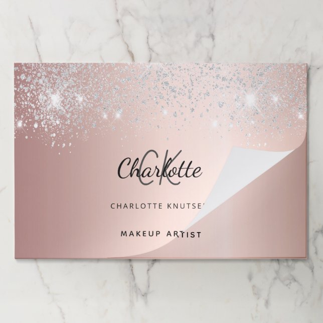 Rose gold silver glitter business paper placemat (Folded)
