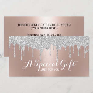 Rose Gold Silver Glitter Drips Gift Certificates