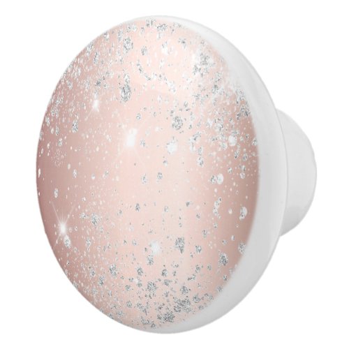 Rose gold silver glitter dust girly elegant ceramic knob