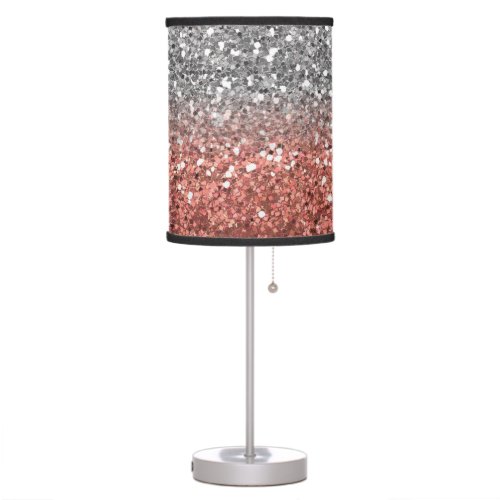 Rose Gold Silver Glitter look Sparkle Ombre Sequin Table Lamp