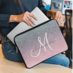 Rose Gold Silver Ombre Monogram Personalize Laptop Sleeve<br><div class="desc">This design may be personalized in the area provided by changing the photo and/or text. Or it can be customized by clicking Personalize this Template and then choosing the click to customize further option and delete or change the color of the background, add text, change the text color or style,...</div>