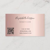 Rose gold silver QR code glitter Business Card (Back)