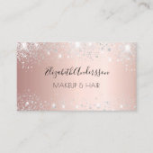 Rose gold silver QR code glitter Business Card (Front)
