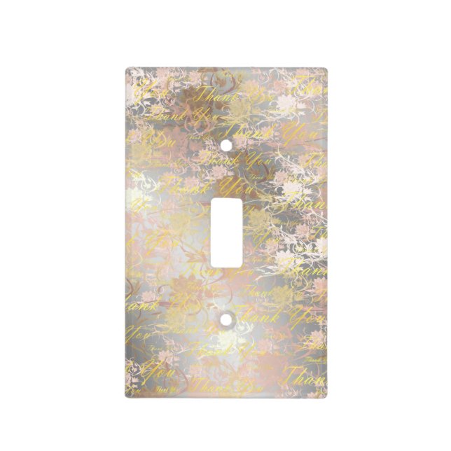 rose, gold, silver, thank + you, flowers, floral, light switch cover (Front)