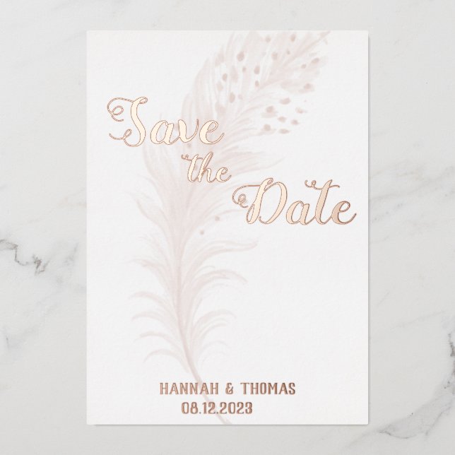 Rose Gold simple and elegant  Foil Invitation (Front)
