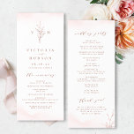Rose gold simple botanical monogram wedding program<br><div class="desc">Monogrammed initials and elegant hand illustrated botanical leaves,  your event details in elegant script and classic font,  simple and luxury.  Great faux rose gold and blush pink programs for modern classic wedding,  simple formal wedding,  elegant botanical garden wedding. 
See all the matching pieces in the collection.</div>