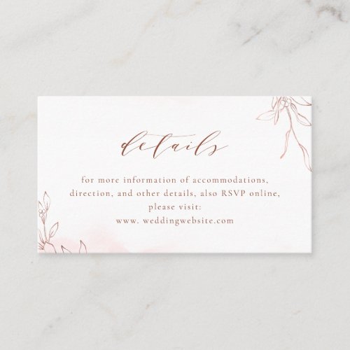 Rose gold simple elegant botanical wedding details place card