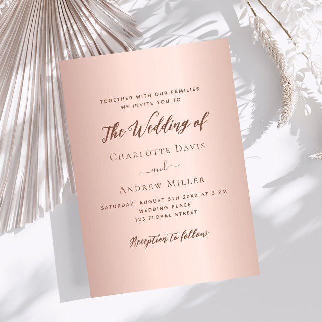 Rose gold simple elegant wedding invitation (Creator Uploaded)