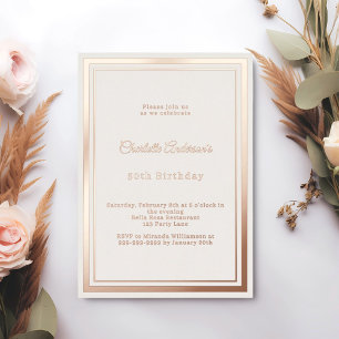 Rose gold simple luxury birthday foil invitation